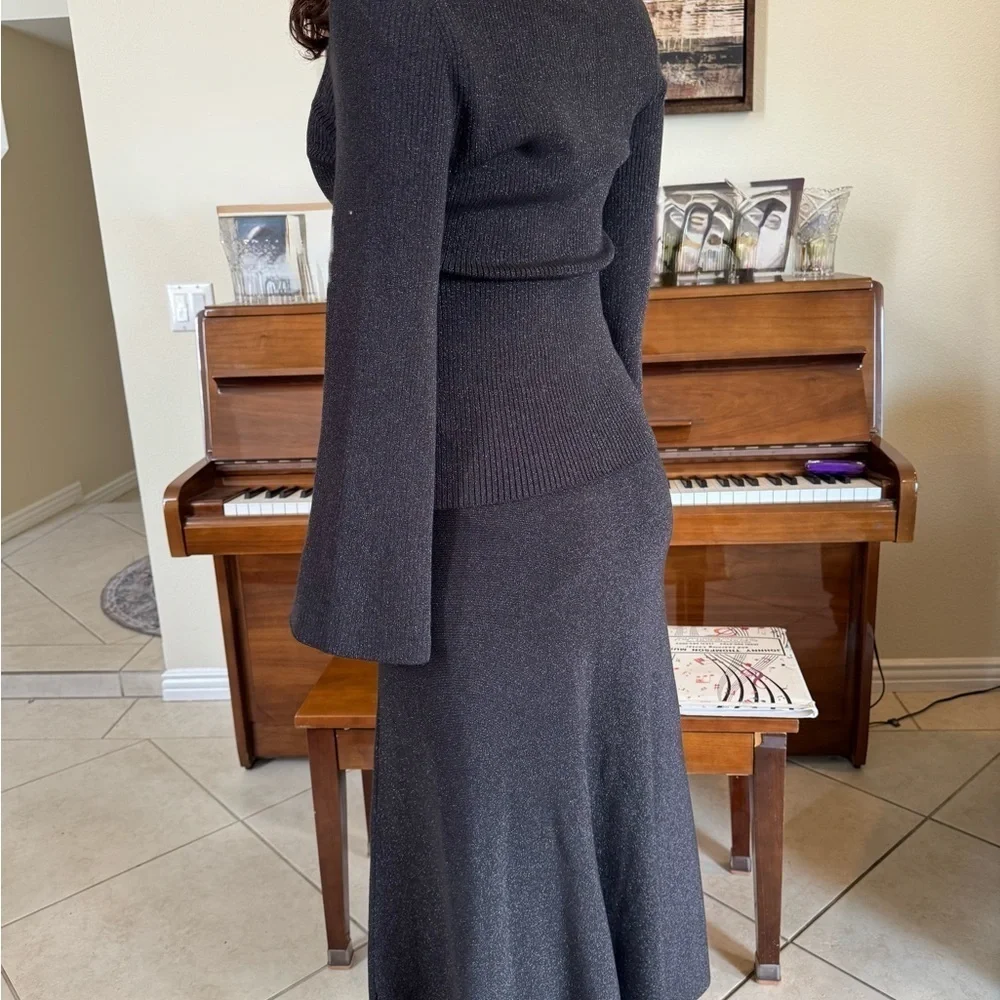 Lustro Lurex top and Lustro Lurex Sweater Skirt